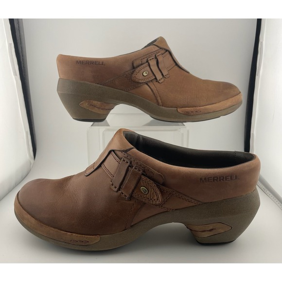 Merrell Dassie Stitch Brown Leather Comfort Clogs Slip On Women's 9 EU40 - Picture 2 of 16